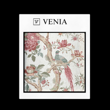 Birds of Paradise Fabric - Ivory with Crimson Details