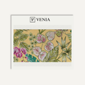 Bloom Gold outdoor fabric swatch with pink leaf botanical print on golden yellow