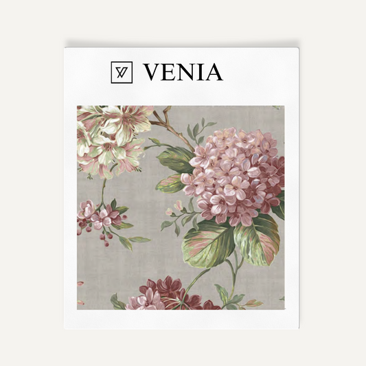 Grey bloom reverie upholstery fabric swatch by Venia Home