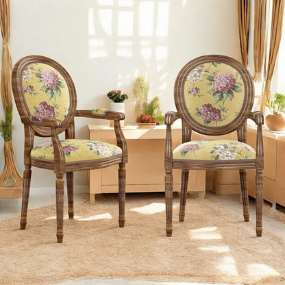 Yellow ochre bloom reverie fabric on upholstered chair