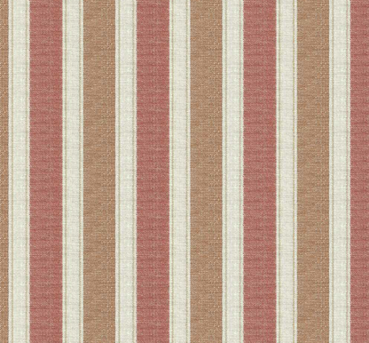 Muted red and apricot bold stripe fabric styled detail