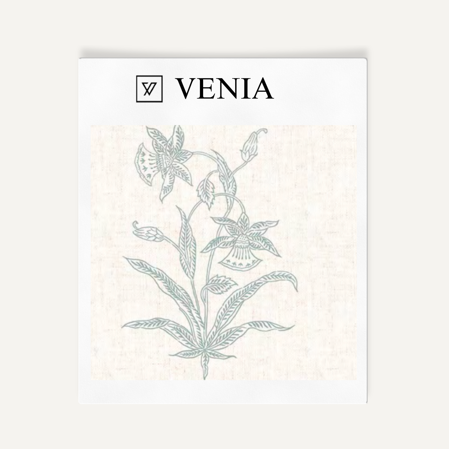 Aqua botanica study upholstery fabric swatch by Venia Home