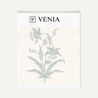 Aqua botanica study upholstery fabric swatch by Venia Home