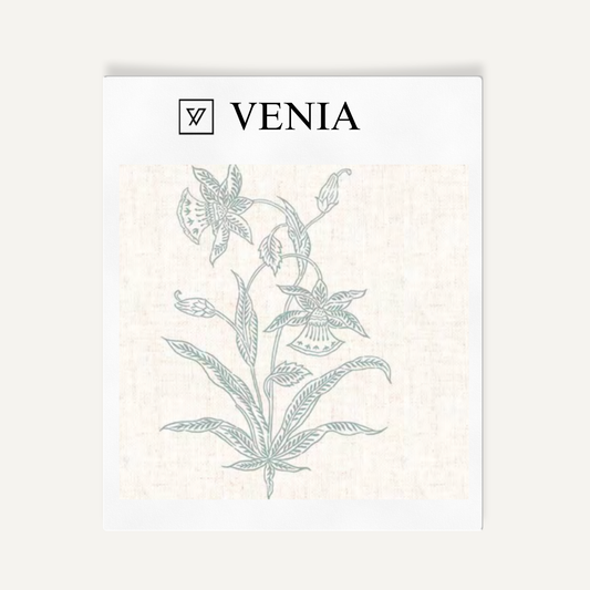Aqua botanica study upholstery fabric swatch by Venia Home