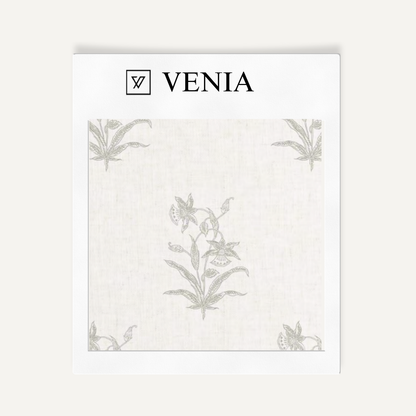 Grey botanica study upholstery fabric swatch by Venia Home