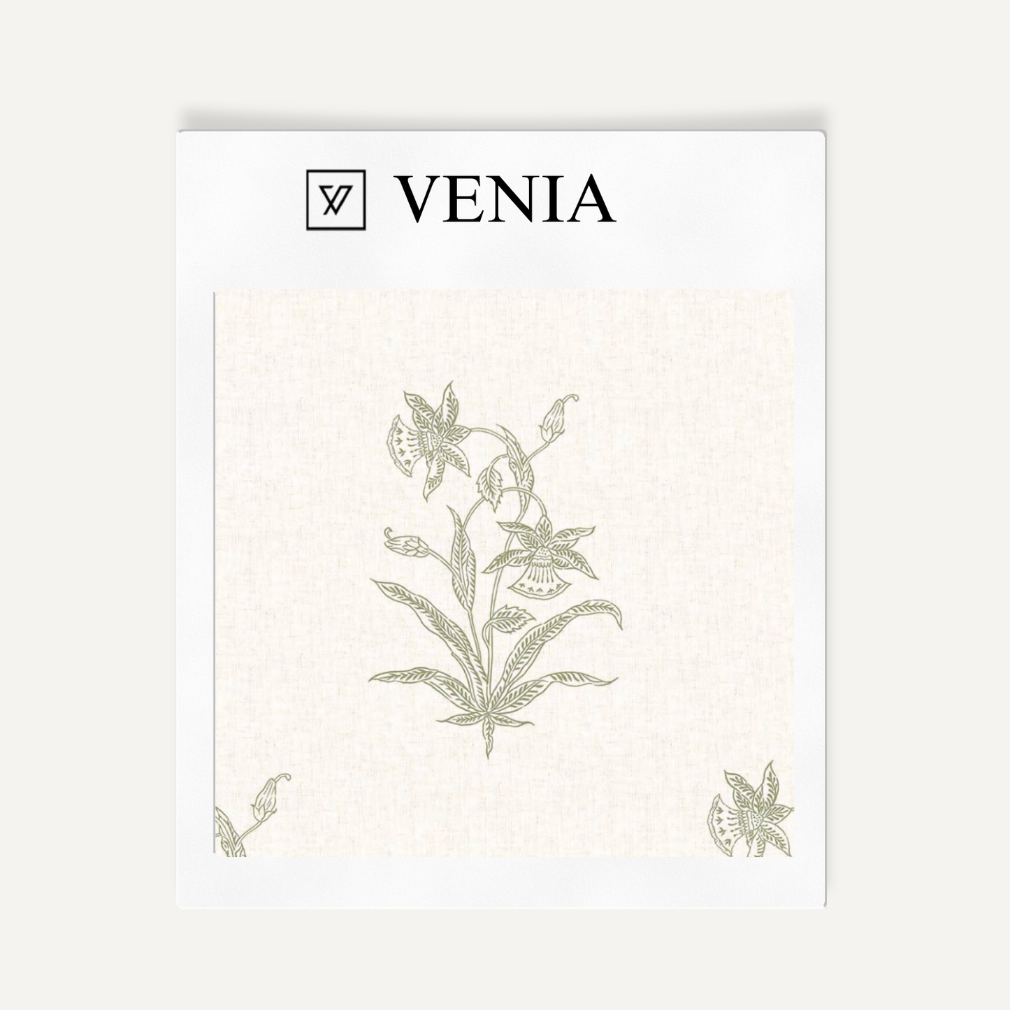 Olive botanica study upholstery fabric swatch by Venia Home