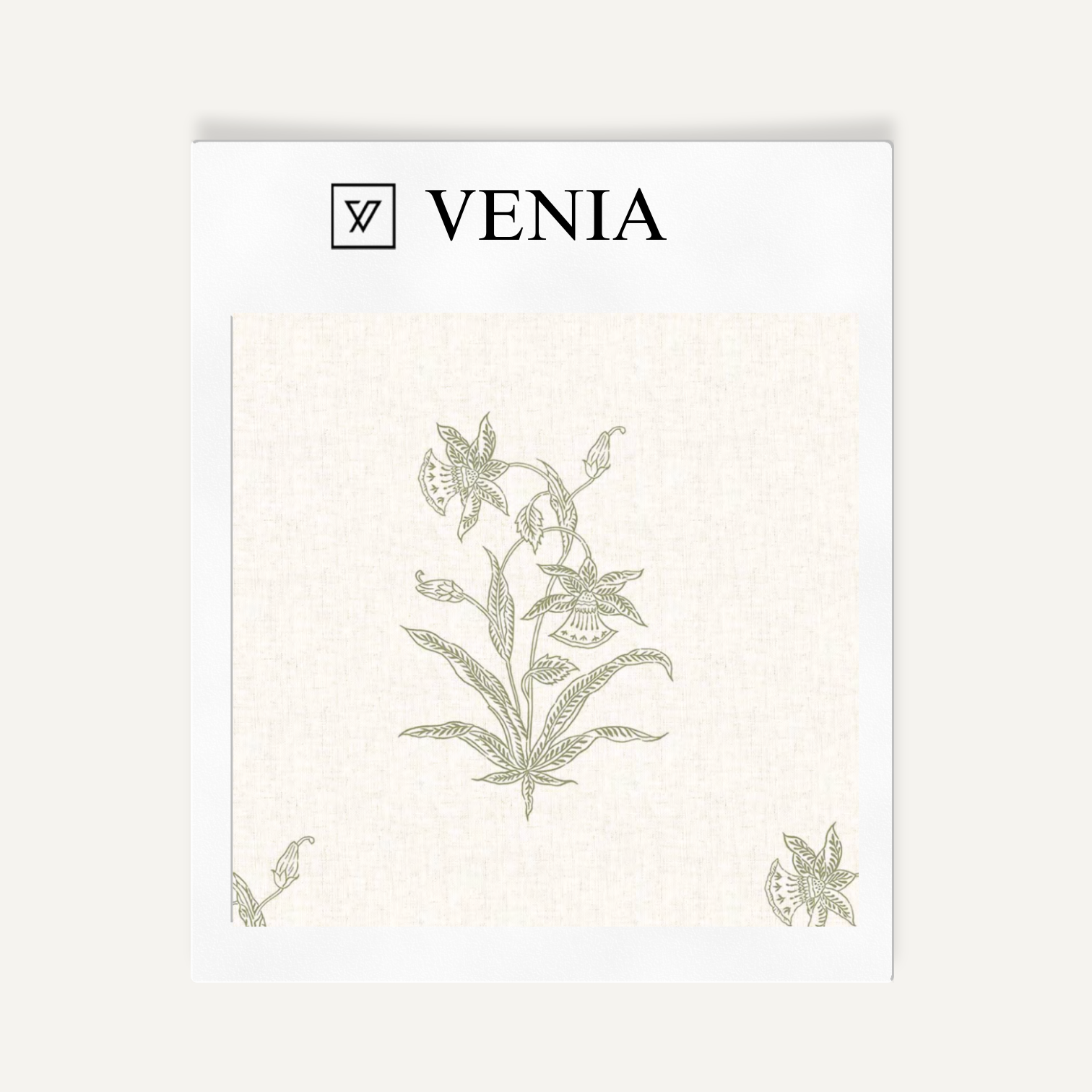 Olive botanica study upholstery fabric swatch by Venia Home