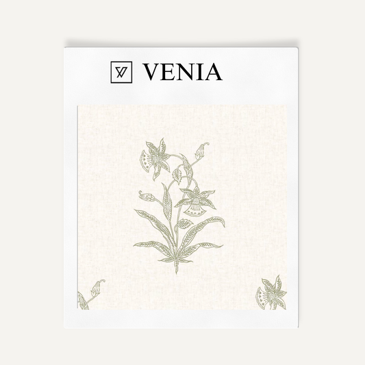 Olive botanica study upholstery fabric swatch by Venia Home
