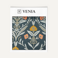 Blue botanical aura upholstery fabric swatch by Venia Home
