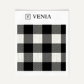 Ivory and black buffalo check upholstery fabric swatch by Venia Home