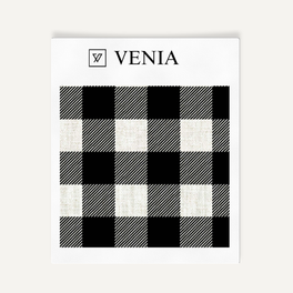 Buffalo Check Fabric - Ivory with Black detail