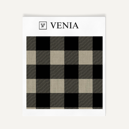 Buffalo Check Fabric - Taupe with Black detail
