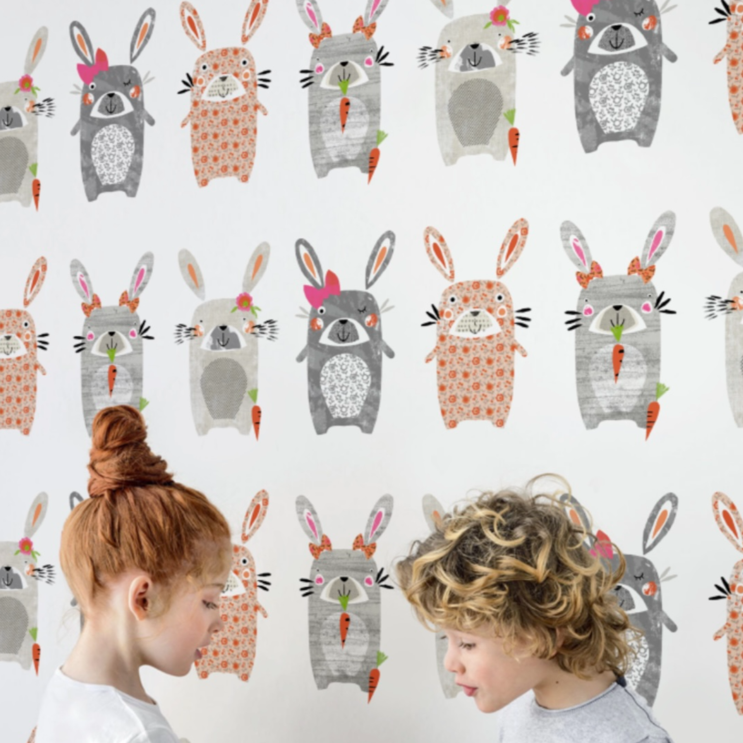 children's room adorned with bunny wallpaper