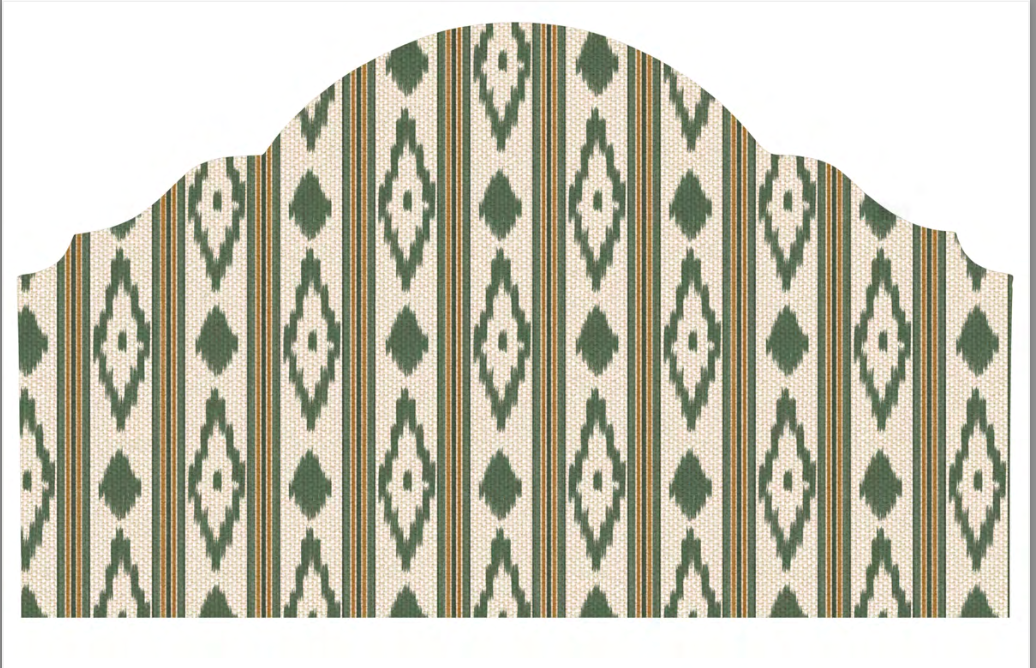 Close-up detail of green caravan trail fabric