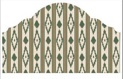 Close-up detail of green caravan trail fabric