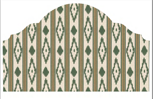 Close-up detail of green caravan trail fabric