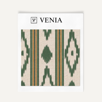 Green caravan trail upholstery fabric swatch by Venia Home