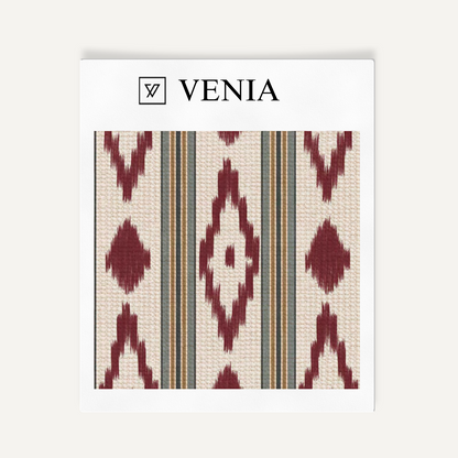 Maroon caravan trail upholstery fabric swatch by Venia Home