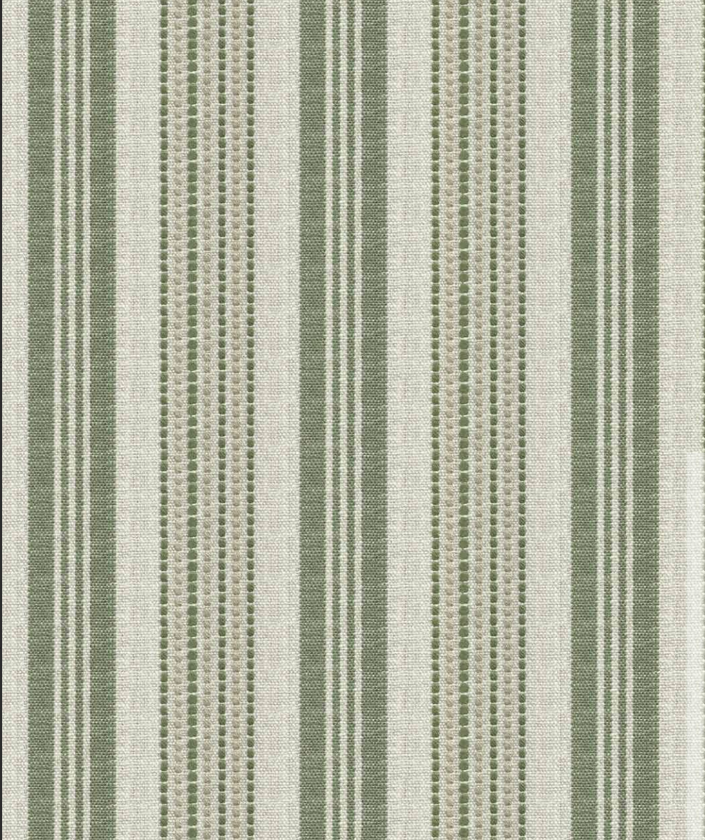 Texture of forest green chalk and cheese striped fabric