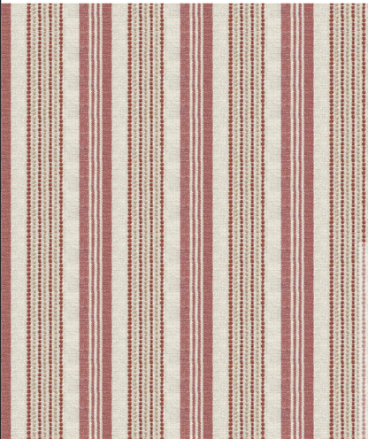 Red chalk and cheese striped fabric styled detail
