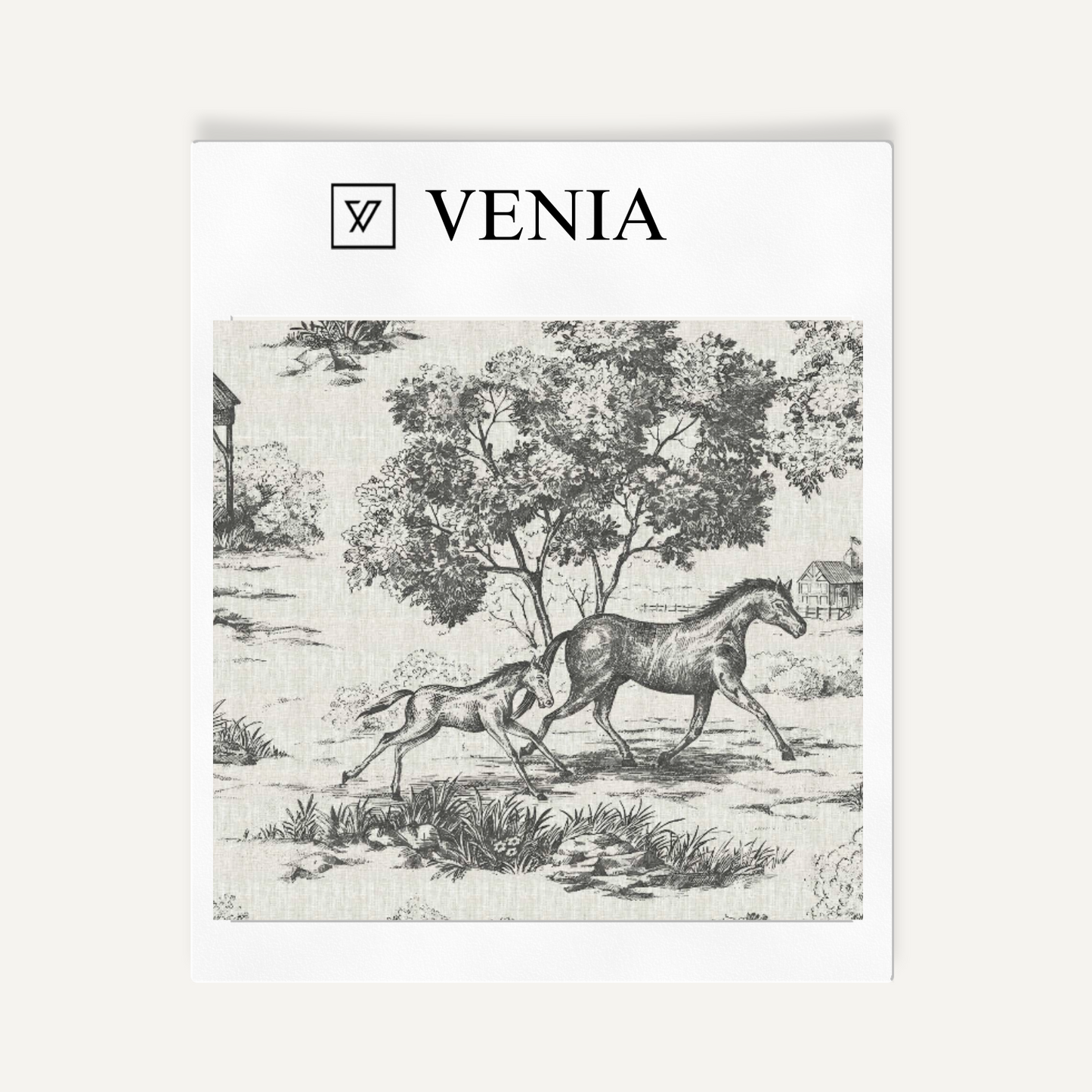 Deep charcoal Château Cheval upholstery fabric swatch by Venia Home