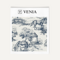 Midnight blue Château Cheval upholstery fabric swatch by Venia Home
