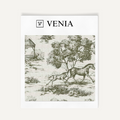 Olive green Château Cheval upholstery fabric swatch by Venia Home