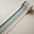 Blue circular embroidered trim swatch by Venia Home