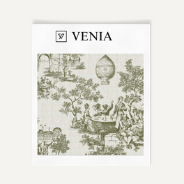 Classic French Toile Fabric - Olive Green