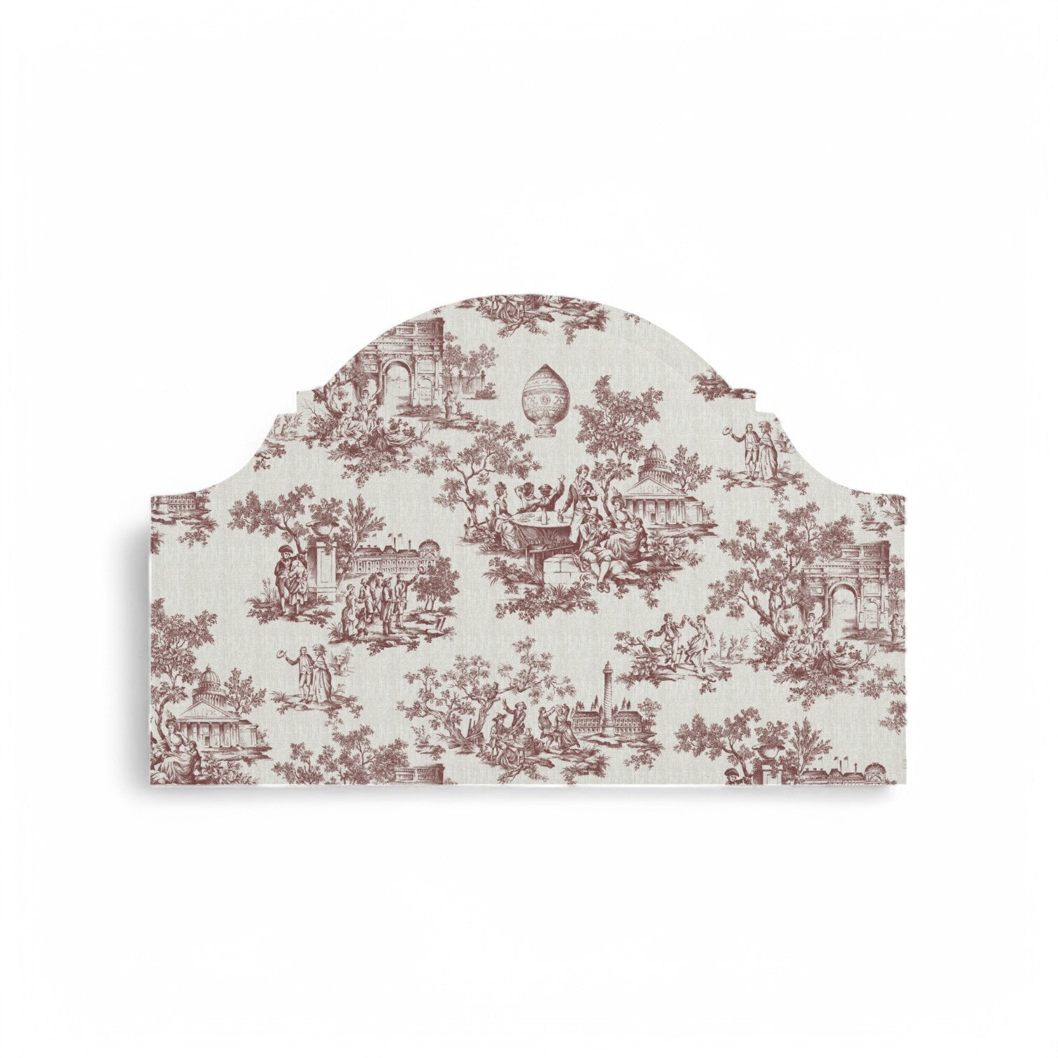 Redwood classic French toile fabric on a headboard