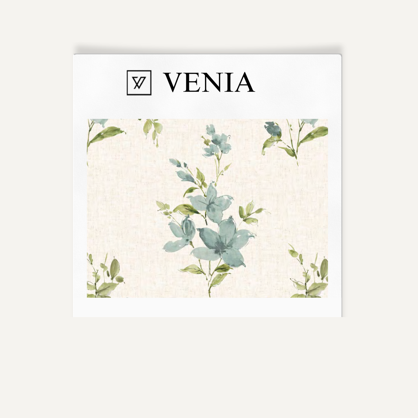 Aqua climbing rose upholstery fabric swatch by Venia Home