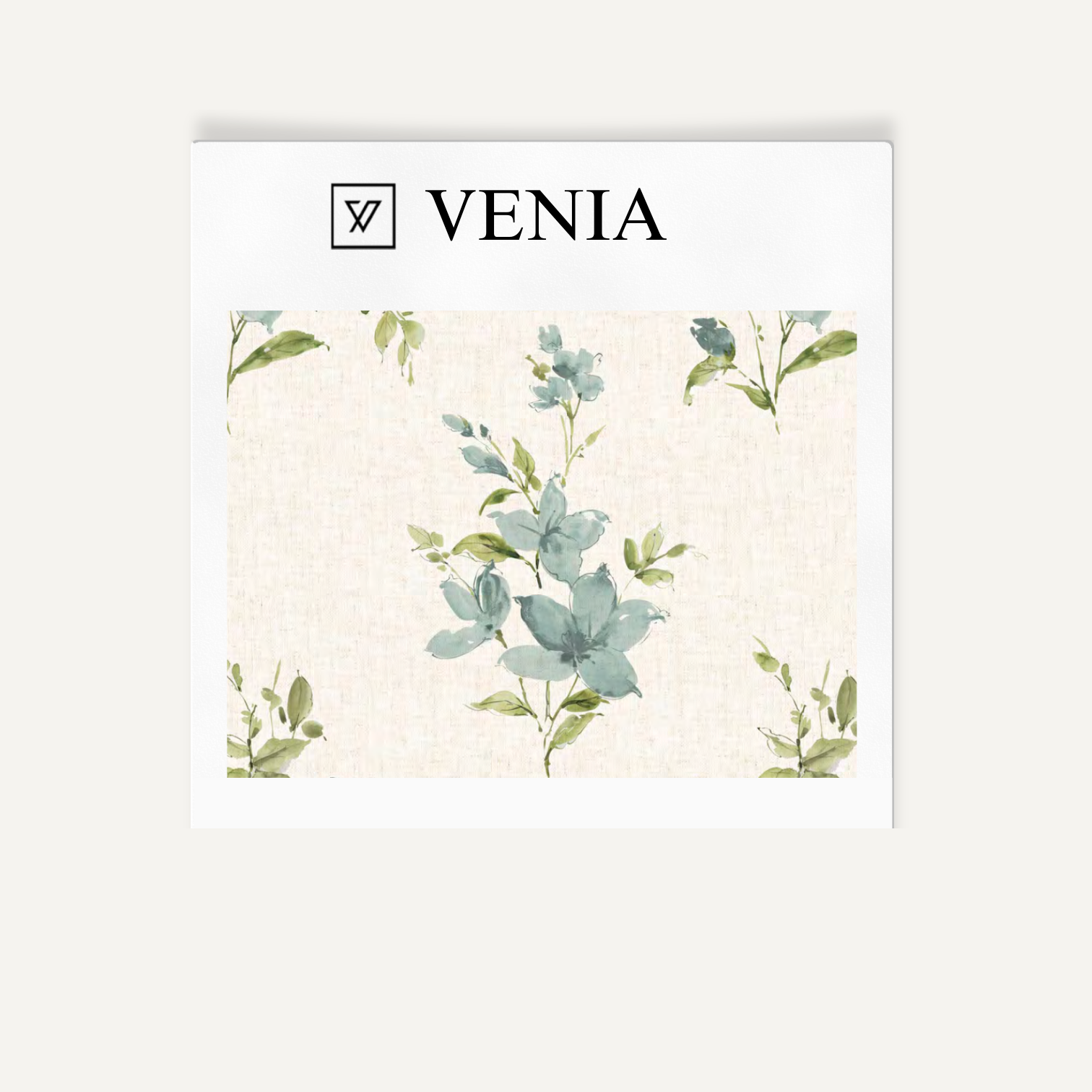 Aqua climbing rose upholstery fabric swatch by Venia Home