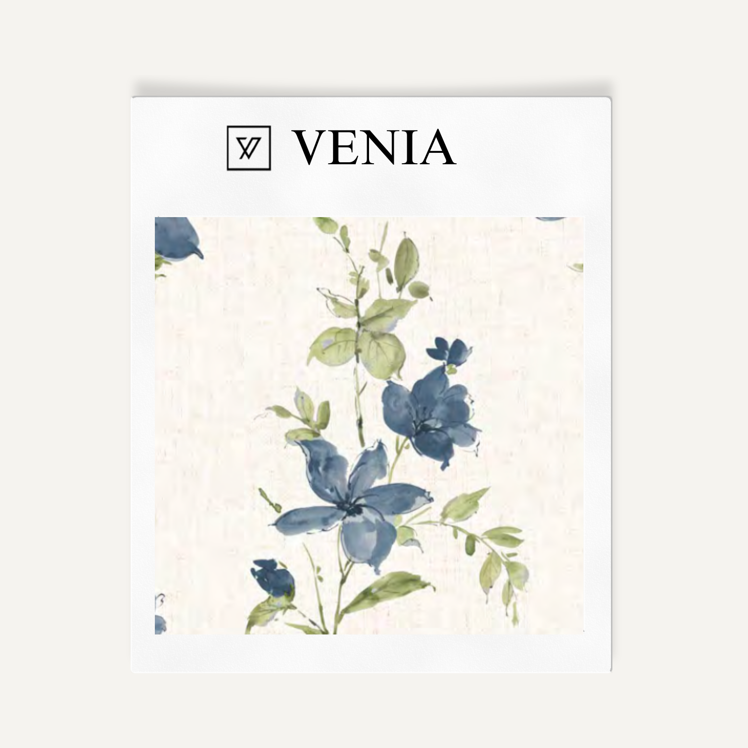 Indigo climbing rose upholstery fabric swatch by Venia Home