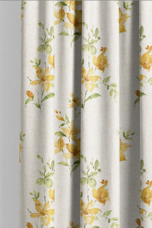 Close-up detail of yellow climbing rose fabric