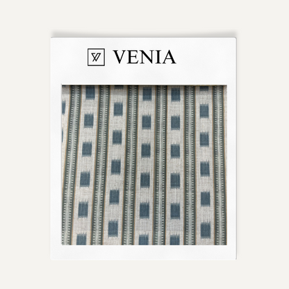 Navy colonial stripe upholstery fabric swatch by Venia Home