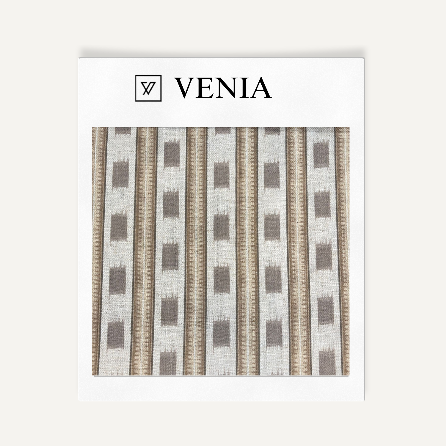 Taupe colonial stripe upholstery fabric swatch by Venia Home