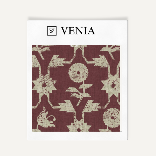 Maroon contemporary canvas upholstery fabric swatch by Venia Home