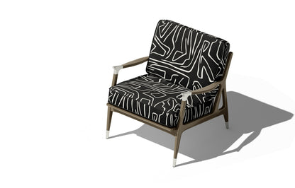 Black contour velvet fabric on accent chair