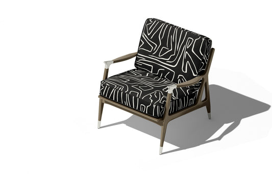 Black contour velvet fabric on accent chair
