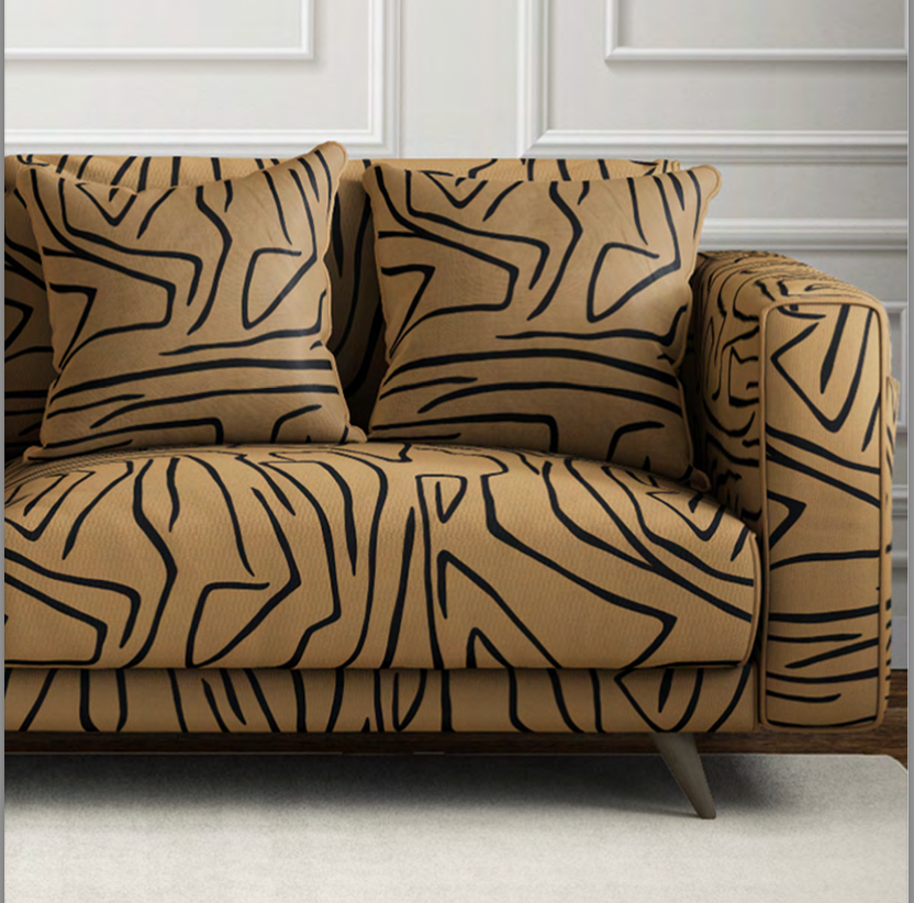 Close-up detail of coffee contour velvet fabric