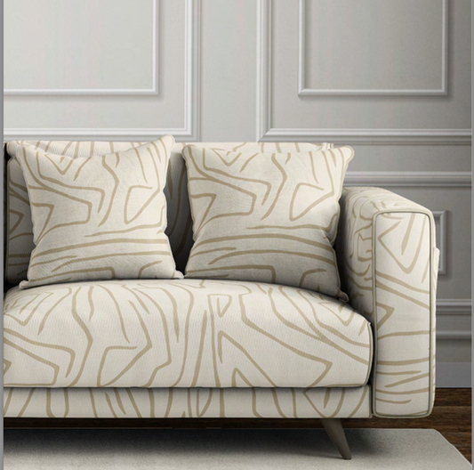 Close-up detail of cream contour velvet fabric