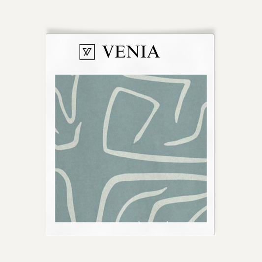 Cyan contour velvet upholstery fabric swatch by Venia Home