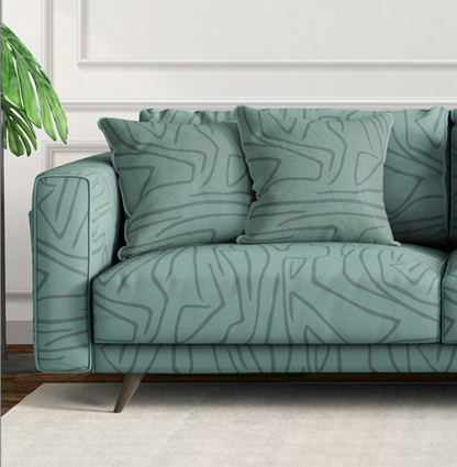 Close-up detail of forest contour velvet fabric