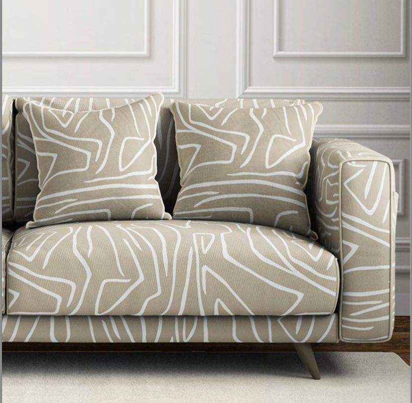 Close-up detail of stone contour velvet fabric