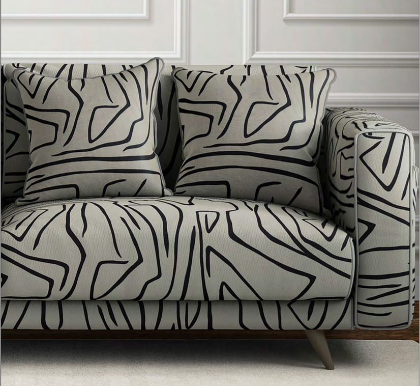 Close-up detail of warm grey contour velvet fabric