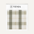 Sage green and ivory cottage plaid upholstery fabric swatch by Venia Home