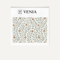Beige and blue cottage vine upholstery fabric swatch by Venia Home