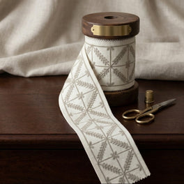 Criss Cross Ivory Embroidered Trim