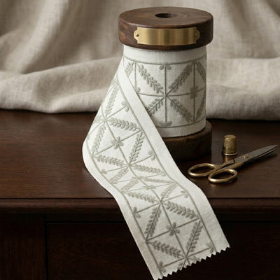 Criss Cross Sage Embroidered Trim