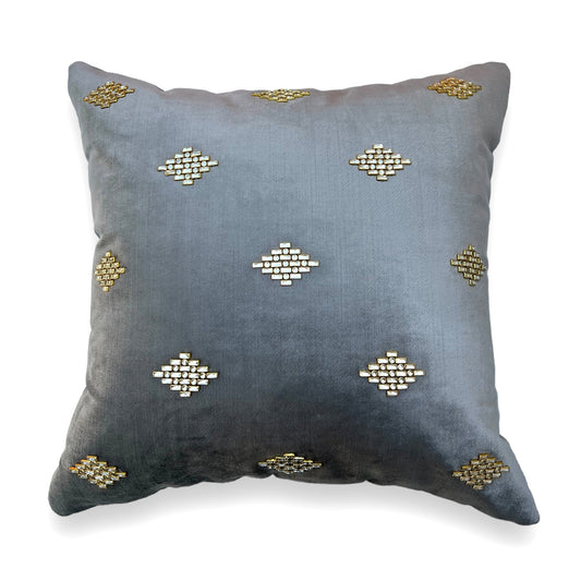 luxurious grey cushion cover with gold detail, ideal for adding a little bit of bling